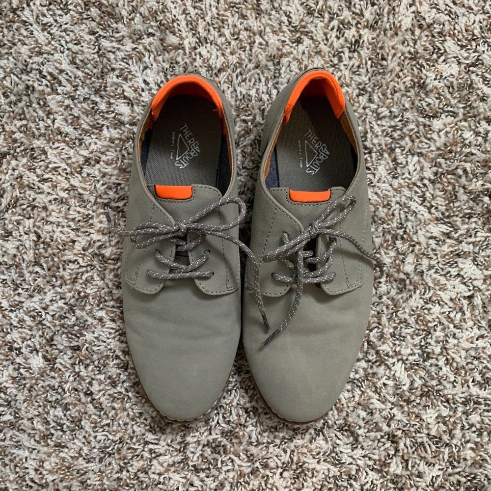 Thereabouts Boys Milford Jr Dress Shoes Gray /Orange Faux Suede Memory Foam 6M